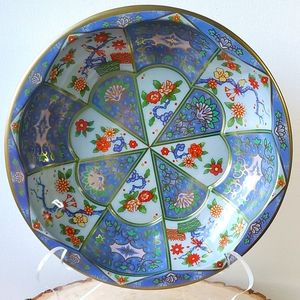 Vintage Daher Decorated Floral Botanical Birds Colorful Tin Plate/Bowl England